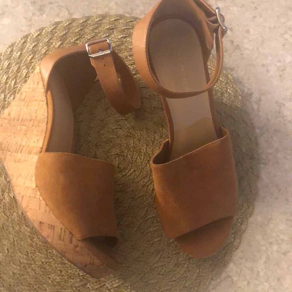 Suede cork wedges, Marc Fisher never worn